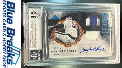 2017 Panini Diamond Kings Gaylord Perry #HCMS-GP Heritage Collection Material Signatures 15/15 Auto BGS 8.5 Seattle Mariners
