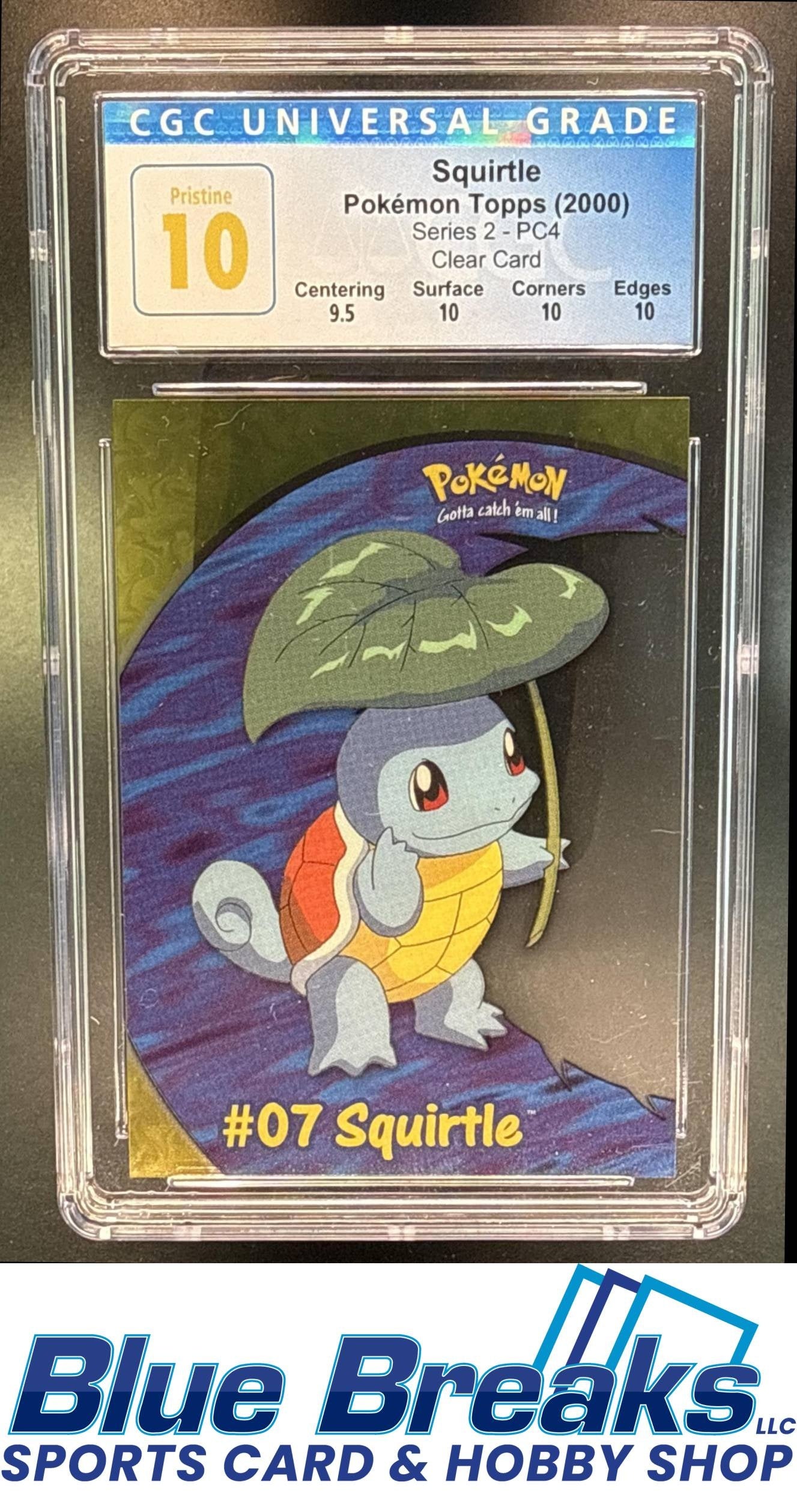 2000 Topps Pokemon TV Animation Edition Series 2 Clear Squirtle [RC] #PC4 CGC 10
