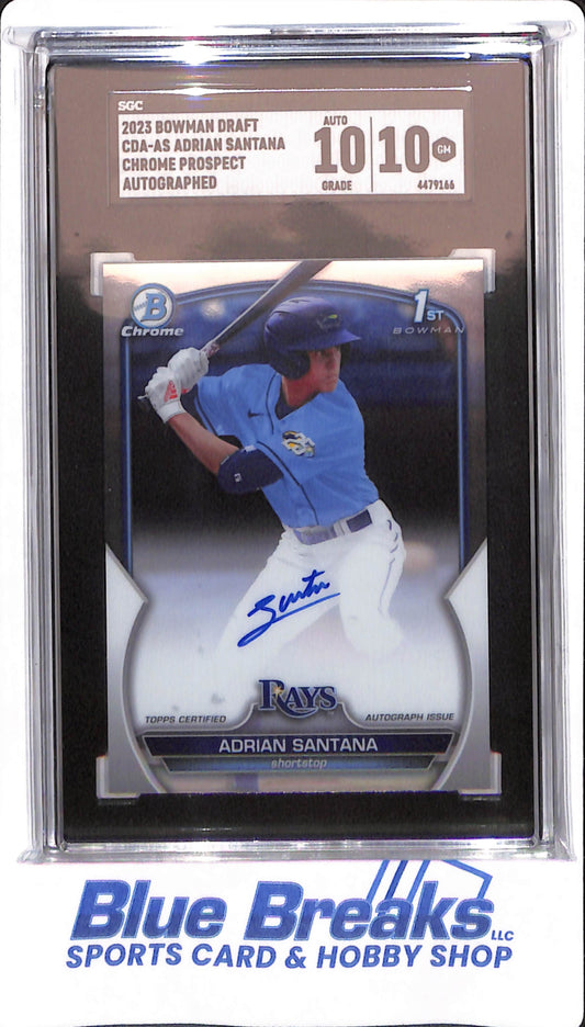 2023 Bowman Draft - Adrian Santana - # CDA-AS - Tampa Bay Rays - Baseball - Autographed - SGC 10 - Chrome Prospect