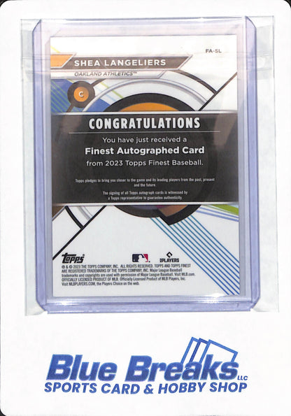 2023 Topps Finest - Shea Langeliers - # FA-SL - Oakland Athletics - Baseball - Blue - Autographed - 055/150