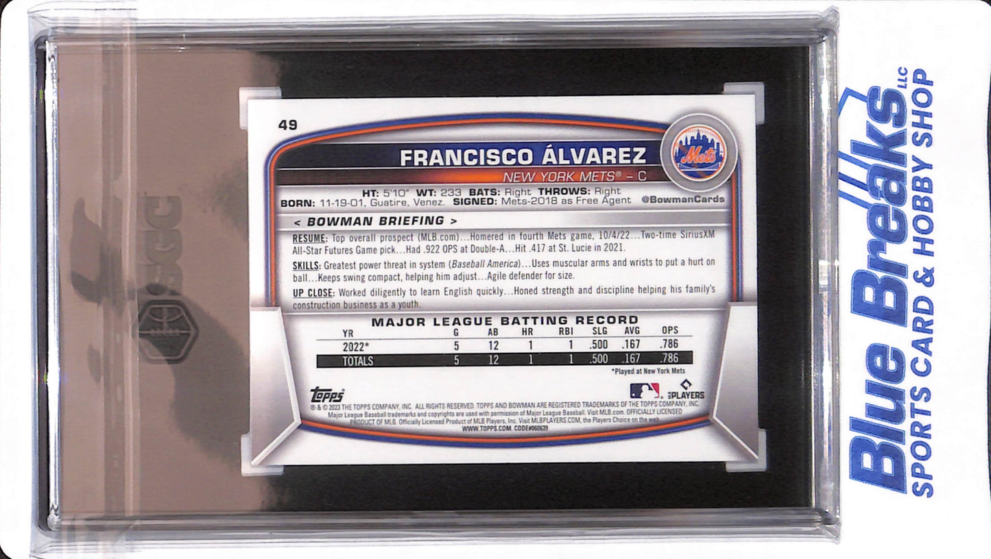 2023 Bowman - Francisco Alvarez - # 49 - New York Mets - Baseball - Blue - 83/150