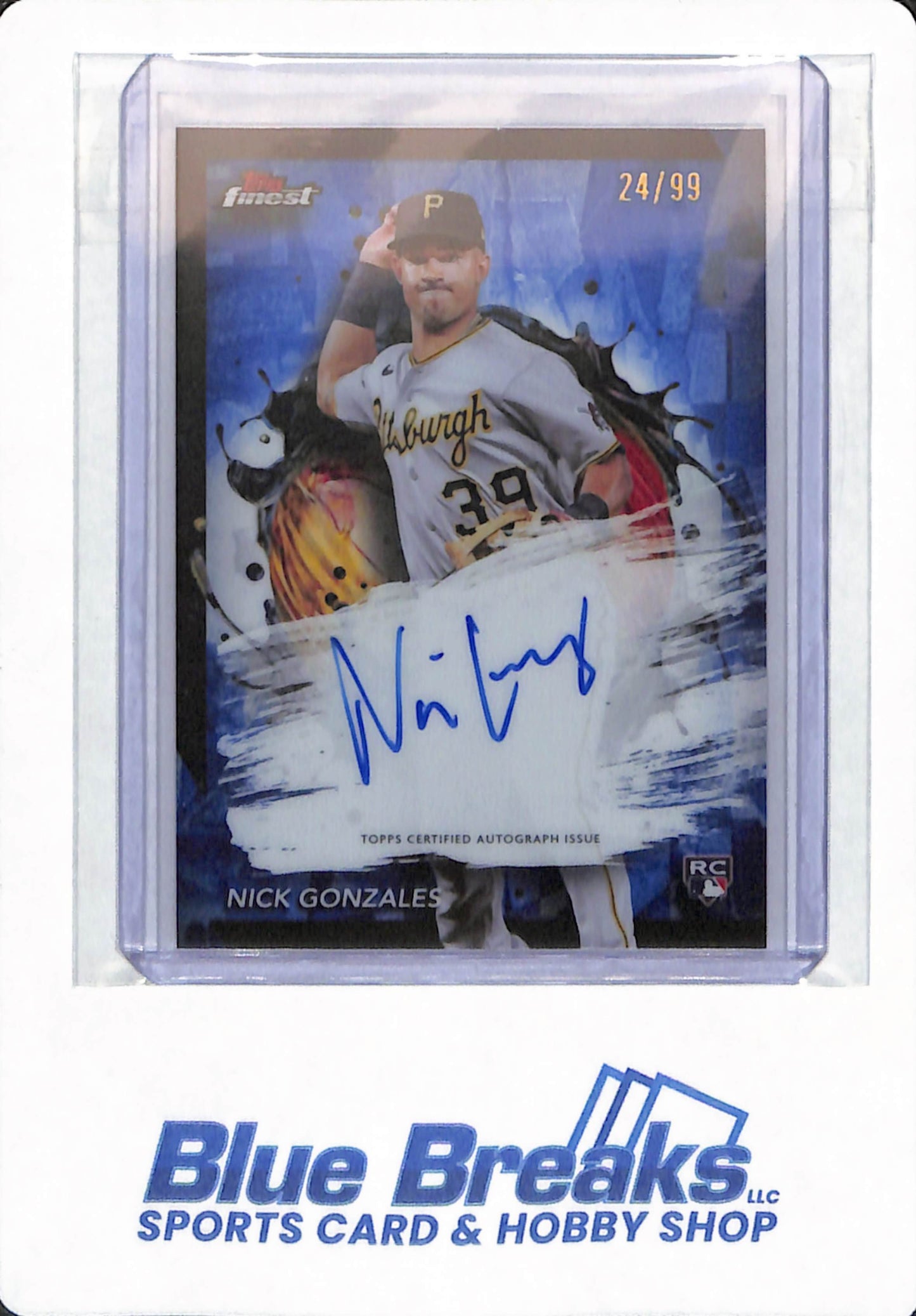 2024 Topps Finest - Nick Gonzales - # FA-NG - Pittsburgh Pirates - Baseball - Autographed - Blue - 24/99