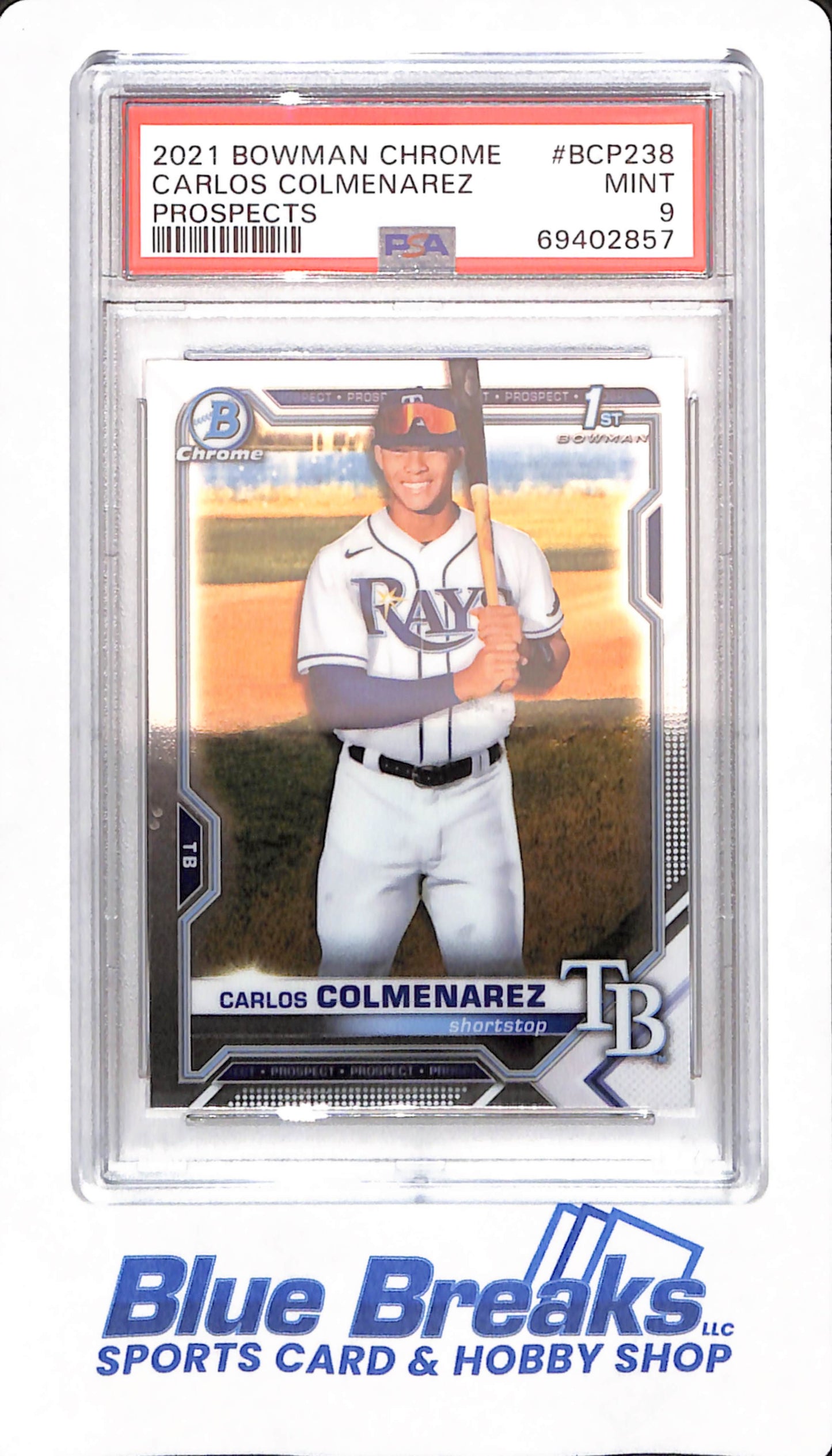 2021 Bowman Chrome - Carlos Colmenares - Tampa Bay Rays - Baseball - Prospects - # BCP238 - PSA 9