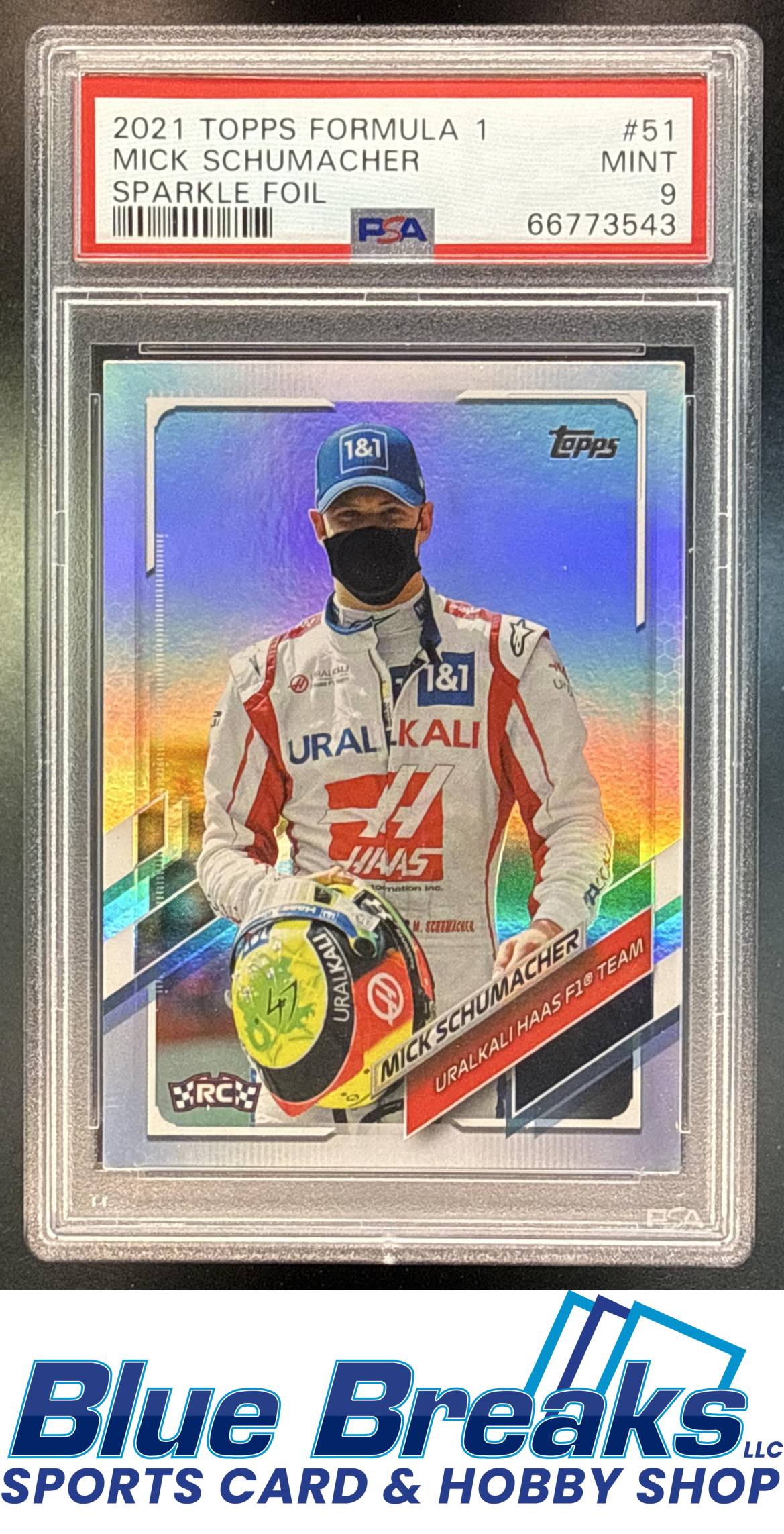 2021 Topps Formula 1 Sparkle Foil Mick Schumacher [RC] #51 PSA 9
