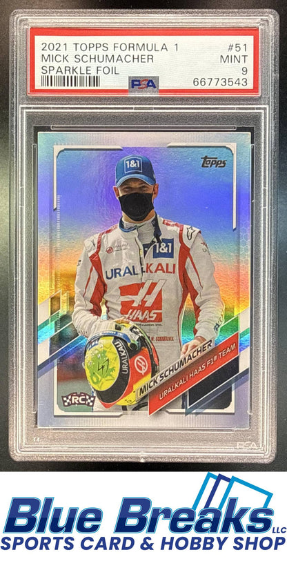 2021 Topps Formula 1 Sparkle Foil Mick Schumacher [RC] #51 PSA 9