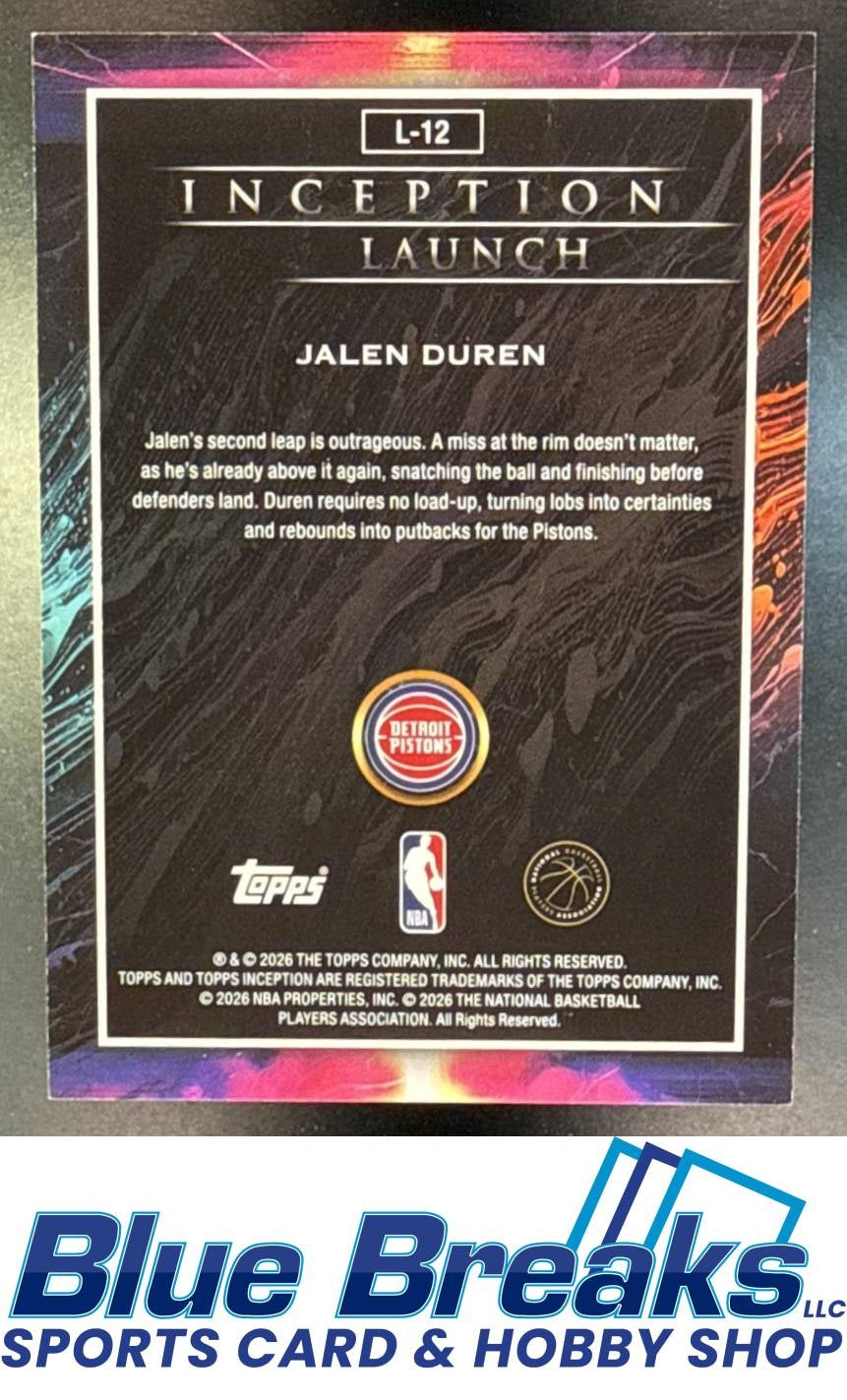 2025-26 Topps Inception Launch Jalen Duren [RC] #L-12 Detroit Pistons