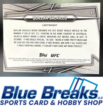 2026 Topps Chrome Sapphire UFC Quillan Salkilld #57h RC