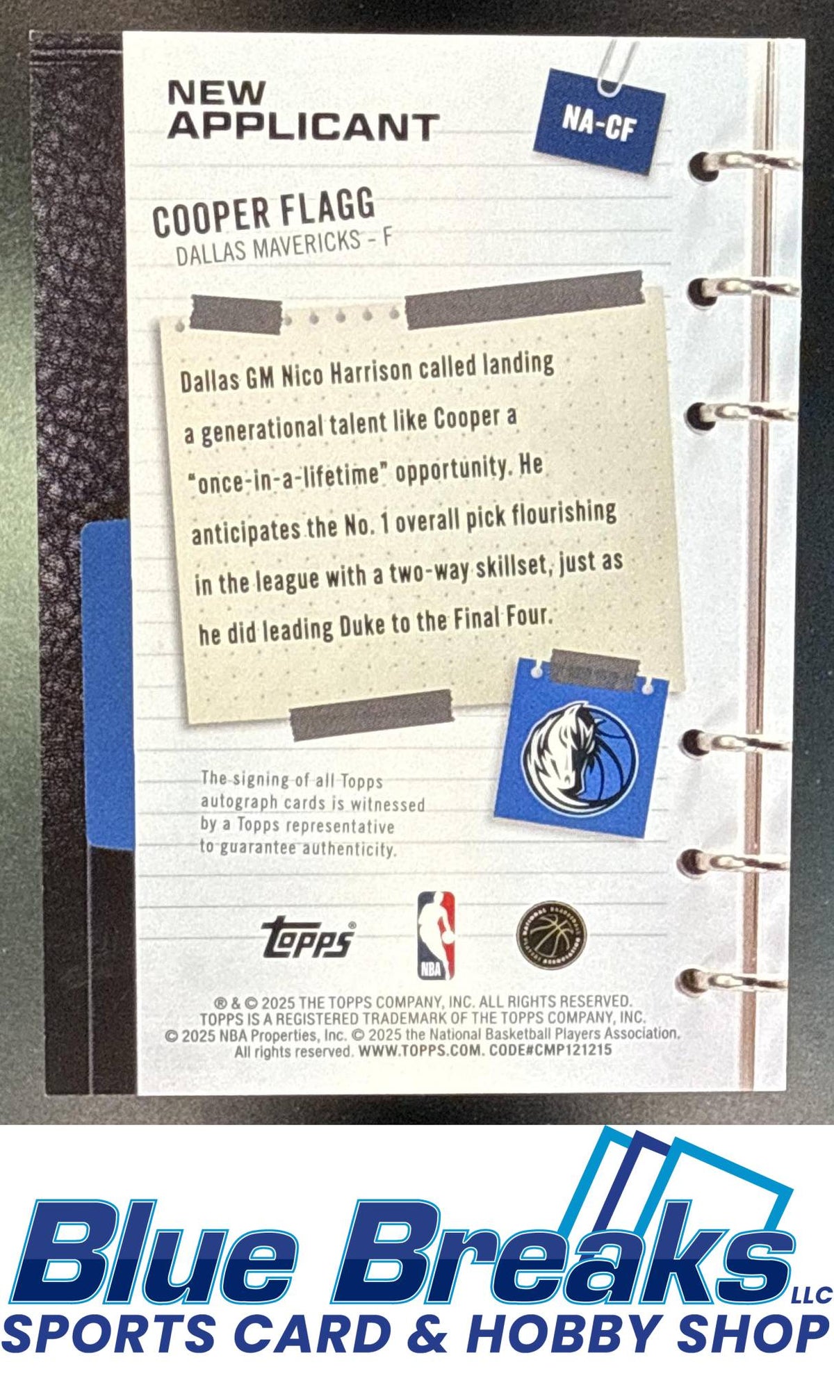 2025-26 Topps New Applicants Auto Cooper Flagg [RC] #NA-CF RC Dallas Mavericks