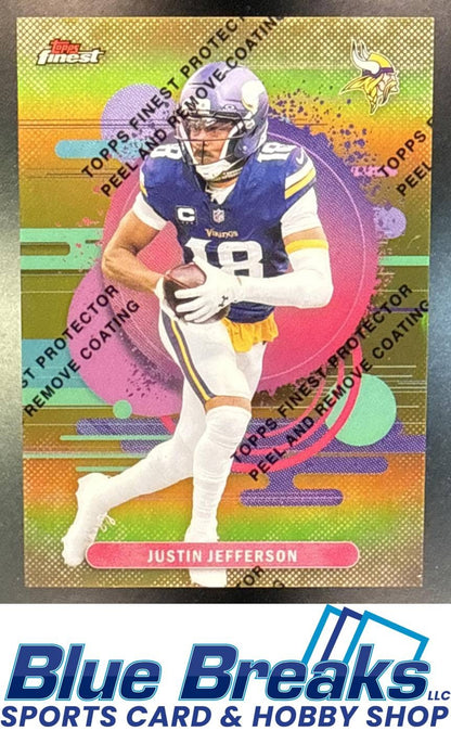 2025 Topps Finest Justin Jefferson #172 Uncommon Gold Refractor 22/25 Minnesota Vikings