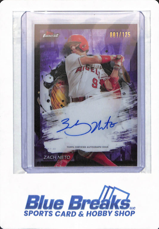 2024 Topps Finest - Zach Neto - # FA-ZN - Los Angeles Angels - Baseball - Purple - Autographed - 001/125