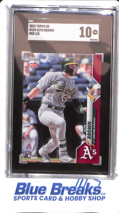 2020 Topps UK - Seth Brown - # 129 - Oakland Athletics - Baseball - Red - 1/5 - SGC 10