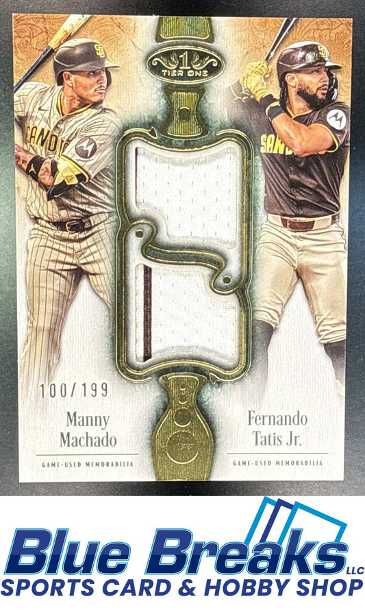 2026 Topps Tier One Fernando Tatis Jr. Manny Machado #DPR-MT Dual Player Relic 100/199 San Diego Padres