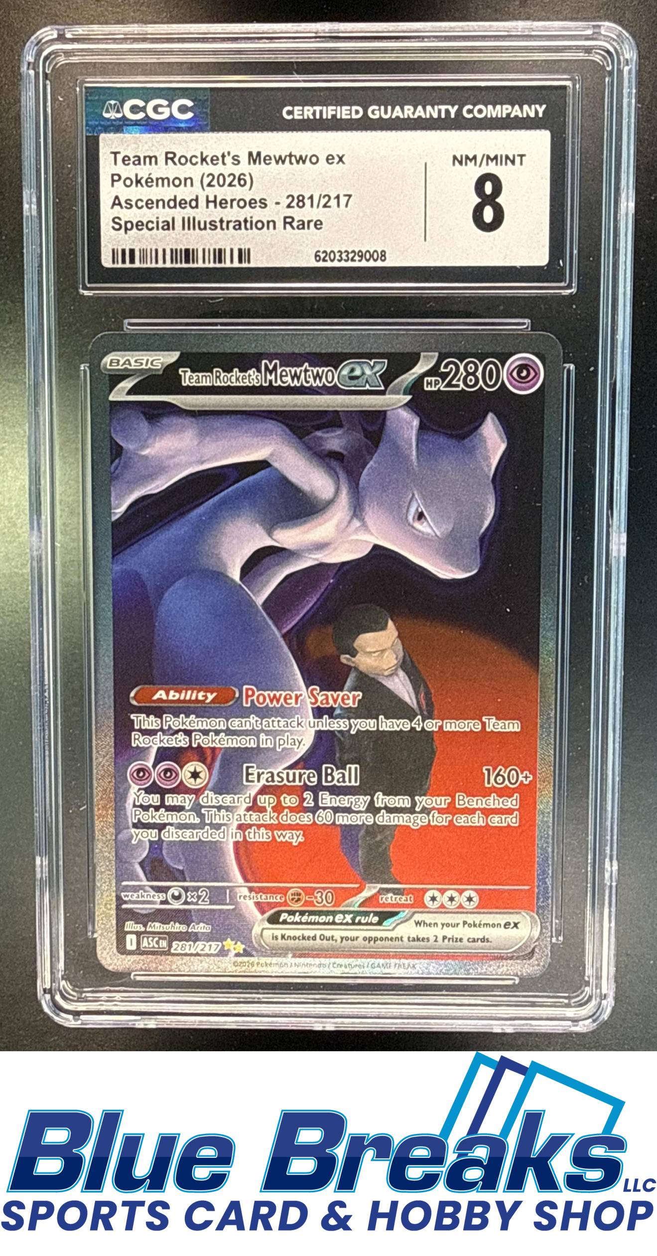 2026 Pokemon Ascended Heroes Team Rocket's Mewtwo ex #281/217 Special Illustration Rare CGC 8
