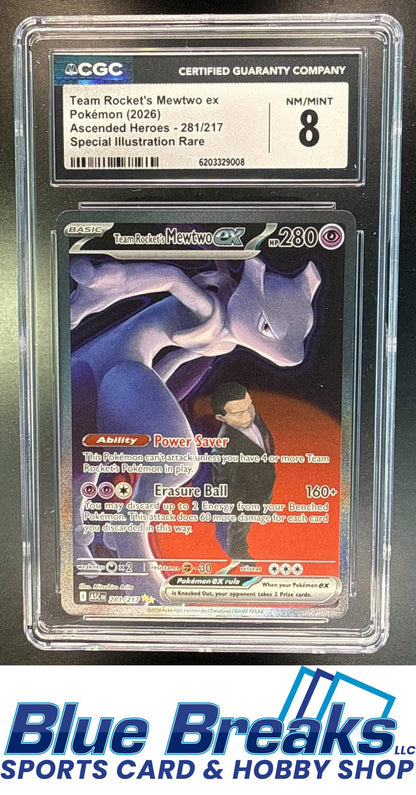 2026 Pokemon Ascended Heroes Team Rocket's Mewtwo ex #281/217 Special Illustration Rare CGC 8