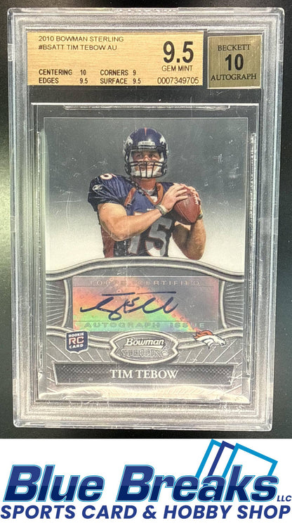 2010 Bowman Sterling Tim Tebow [RC] #BSA-TT Auto RC BGS 9.5 Denver Broncos