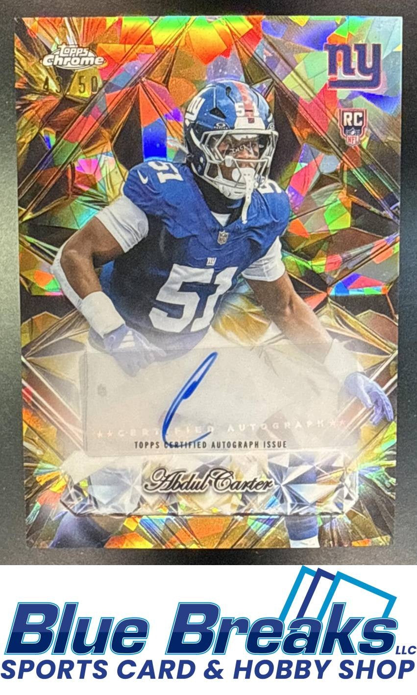 2025 Topps Chrome Sapphire Abdul Carter #SSA-AC Selections Auto Gold Refractor 43/50 RC New York Giants