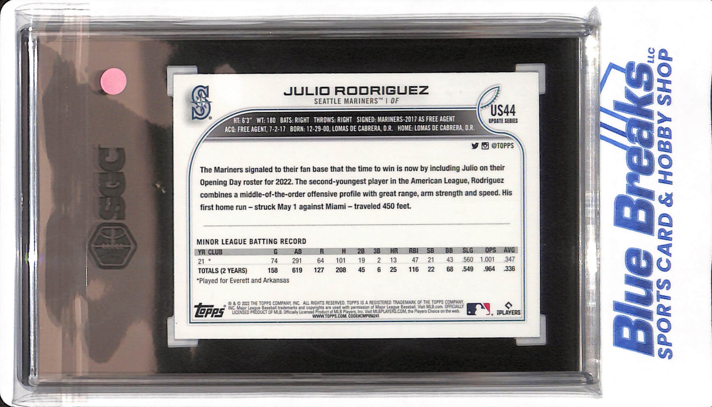 2022 Topps Update - Julio Rodriguez - #US44 - SGC 10 - Seattle Mariners - Baseball