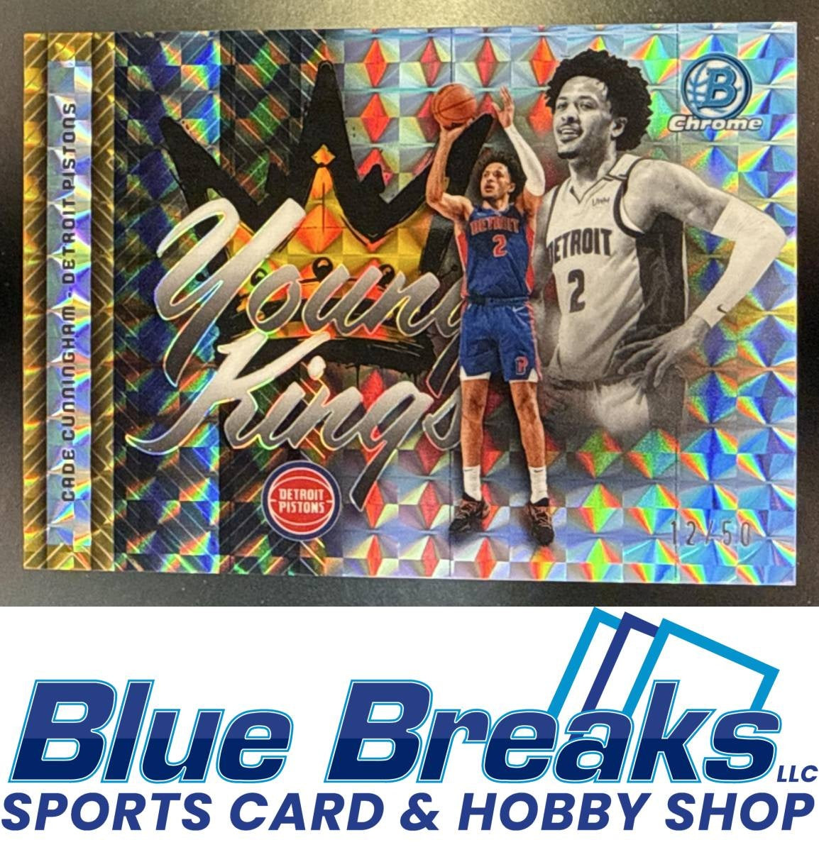 2025 Bowman Cade Cunningham #YK-12 Chrome Young Kings Gold Refractor 12/50 Detroit Pistons