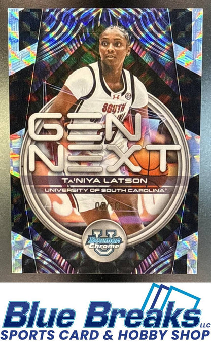 2025 Bowman Ta'Niya Latson #GN-16 Gen Next Chrome Black Geometric Refractor 06/10 South Carolina Gamecocks