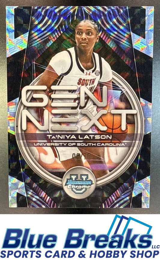 2025 Bowman Ta'Niya Latson #GN-16 Gen Next Chrome Black Geometric Refractor 06/10 South Carolina Gamecocks