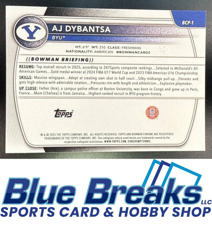 2025 Bowman AJ Dybantsa #BCP-1 Chrome Floorboard Refractor 104/125 1st Prospect BYU Cougars
