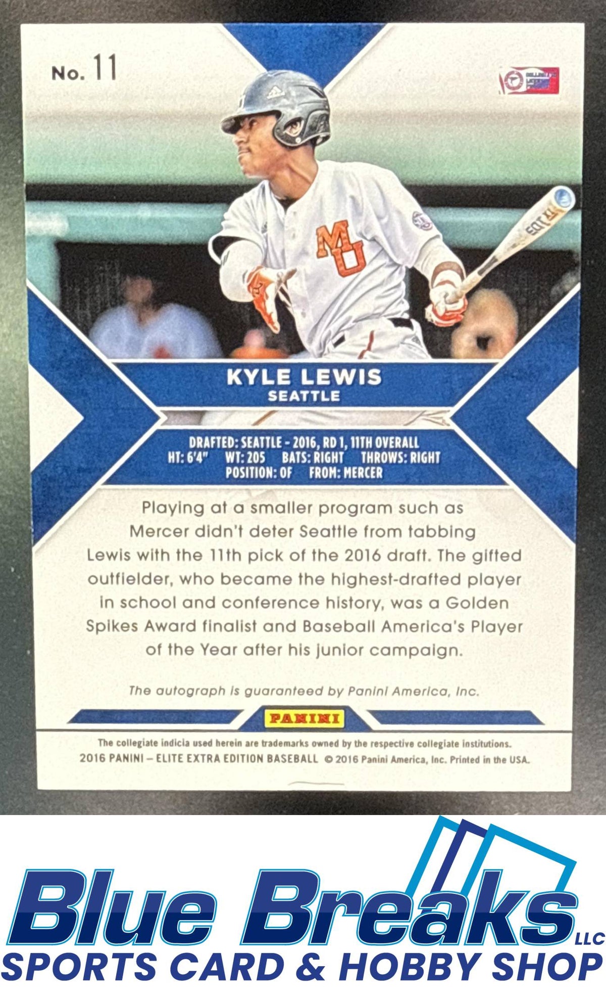 2016 Panini Elite Extra Edition Kyle Lewis #11 Status Die Cut Tie Dye 04/10 Seattle Mariners