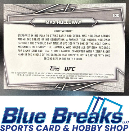 2026 Topps Chrome Sapphire UFC Gold Refractor Max Holloway 15/50 #100