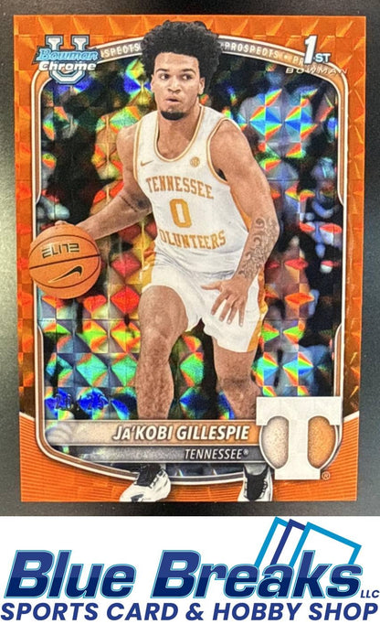 2025 Bowman Ja'Kobi Gillespie #BCP-58 Chrome Orange Geometric Refractor 20/25 1st Prospect Tennessee Volunteers