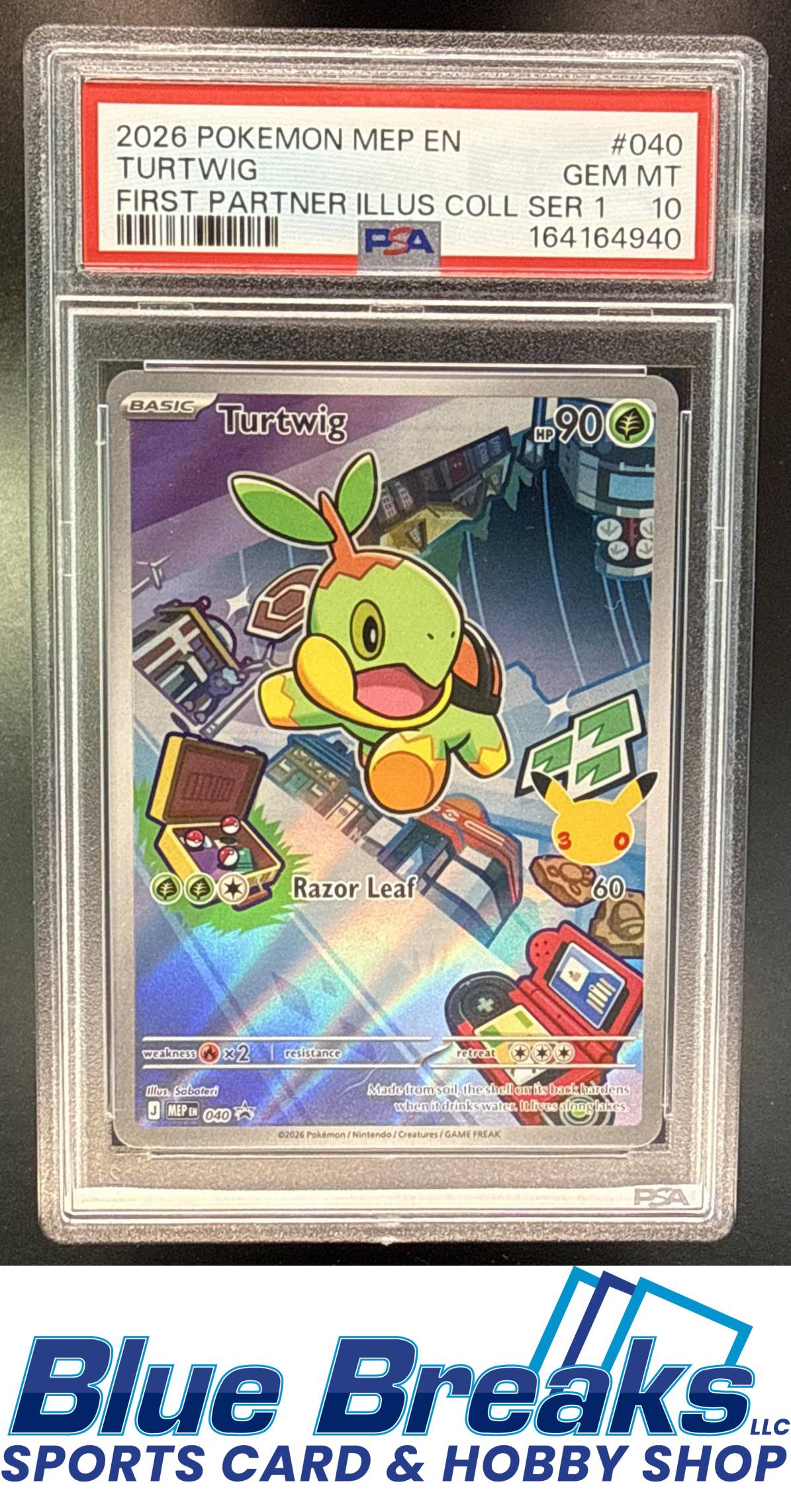 2026 Pokemon MEP Black Star Promos Turtwig #040a First Partner Illustration Collection Series 1 PSA 10