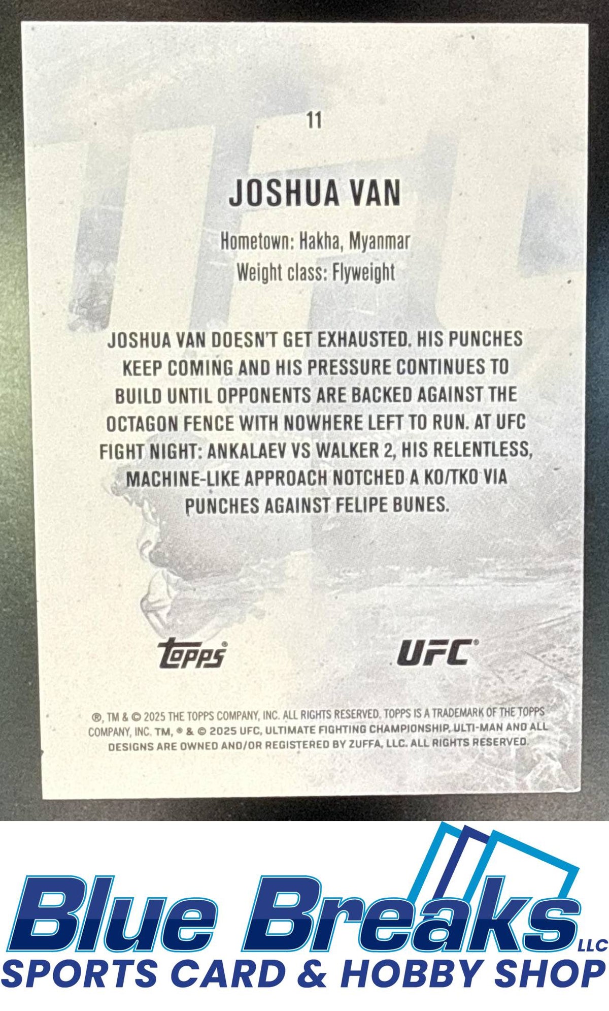 2025 Topps UFC Knockout Orange Joshua Van 34/88 #11 RC