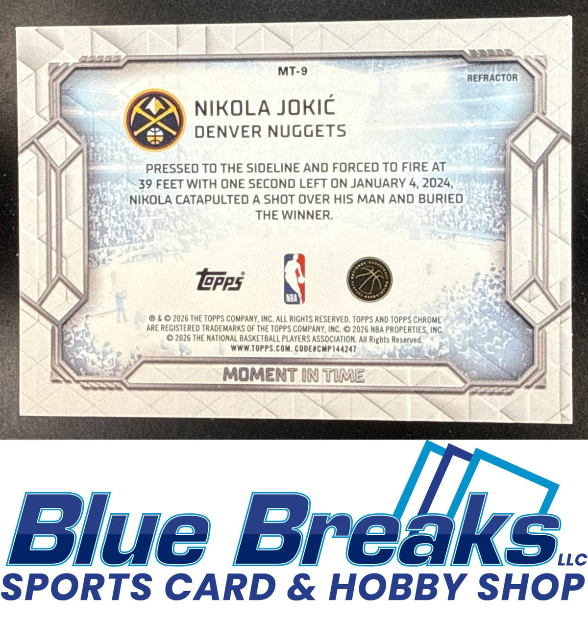 2025 Topps Chrome Update Nikola Jokic #MT-9 Moment In Time Refractor Denver Nuggets