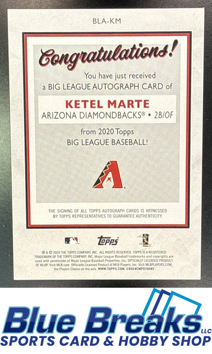 2020 Topps Big League Auto Ketel Marte [RC] #BLA-KM Arizona Diamondbacks