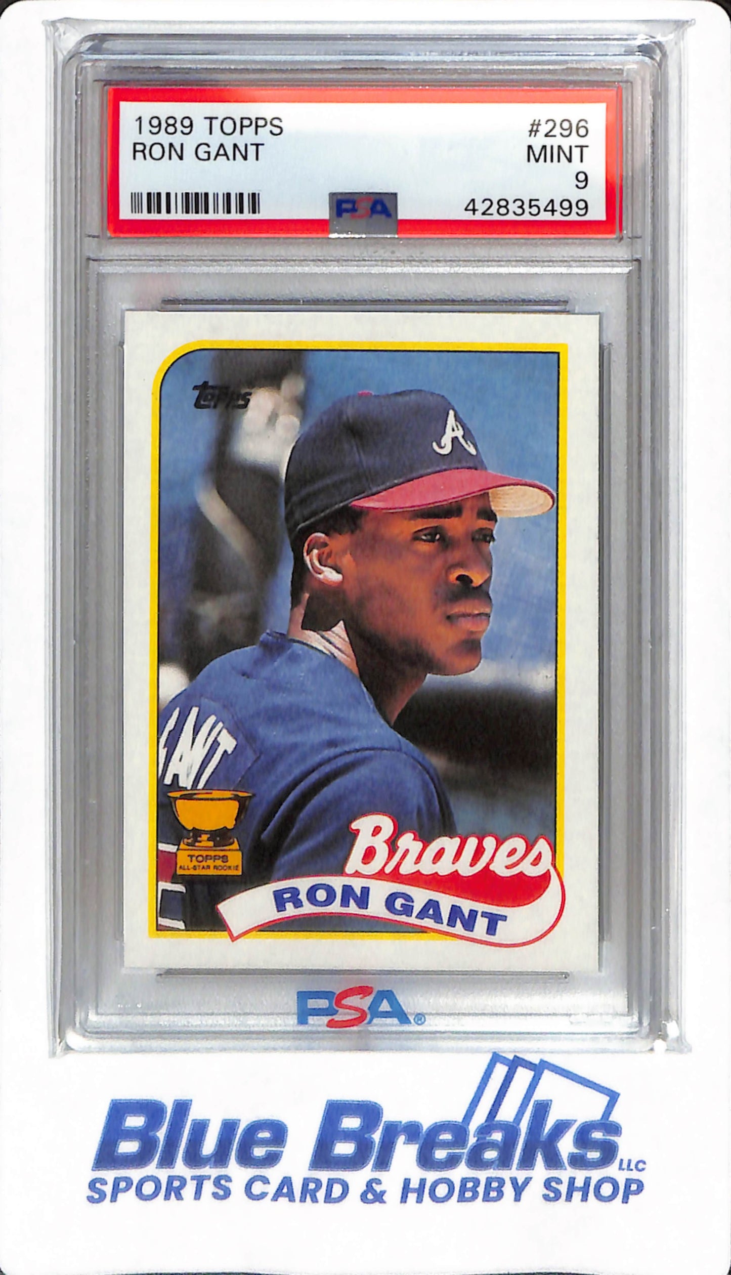 1989 Topps - Ron Gant - #296 - PSA 9 - Atlanta Braves - Baseball