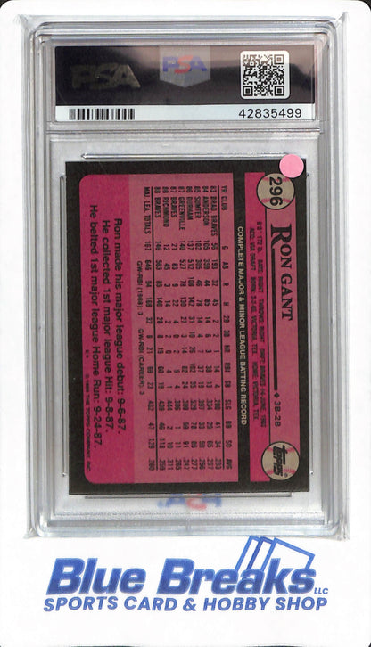 1989 Topps - Ron Gant - #296 - PSA 9 - Atlanta Braves - Baseball