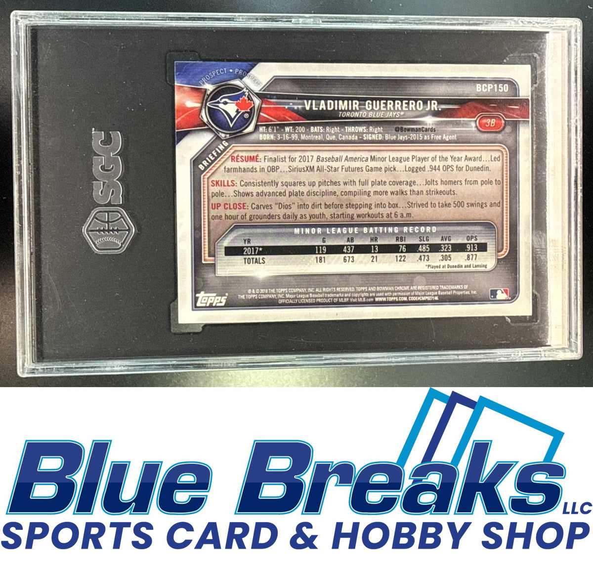 2018 Bowman Chrome Prospects Vladimir Guerrero Jr. #BCP150 SGC 8.5 Toronto Blue Jays