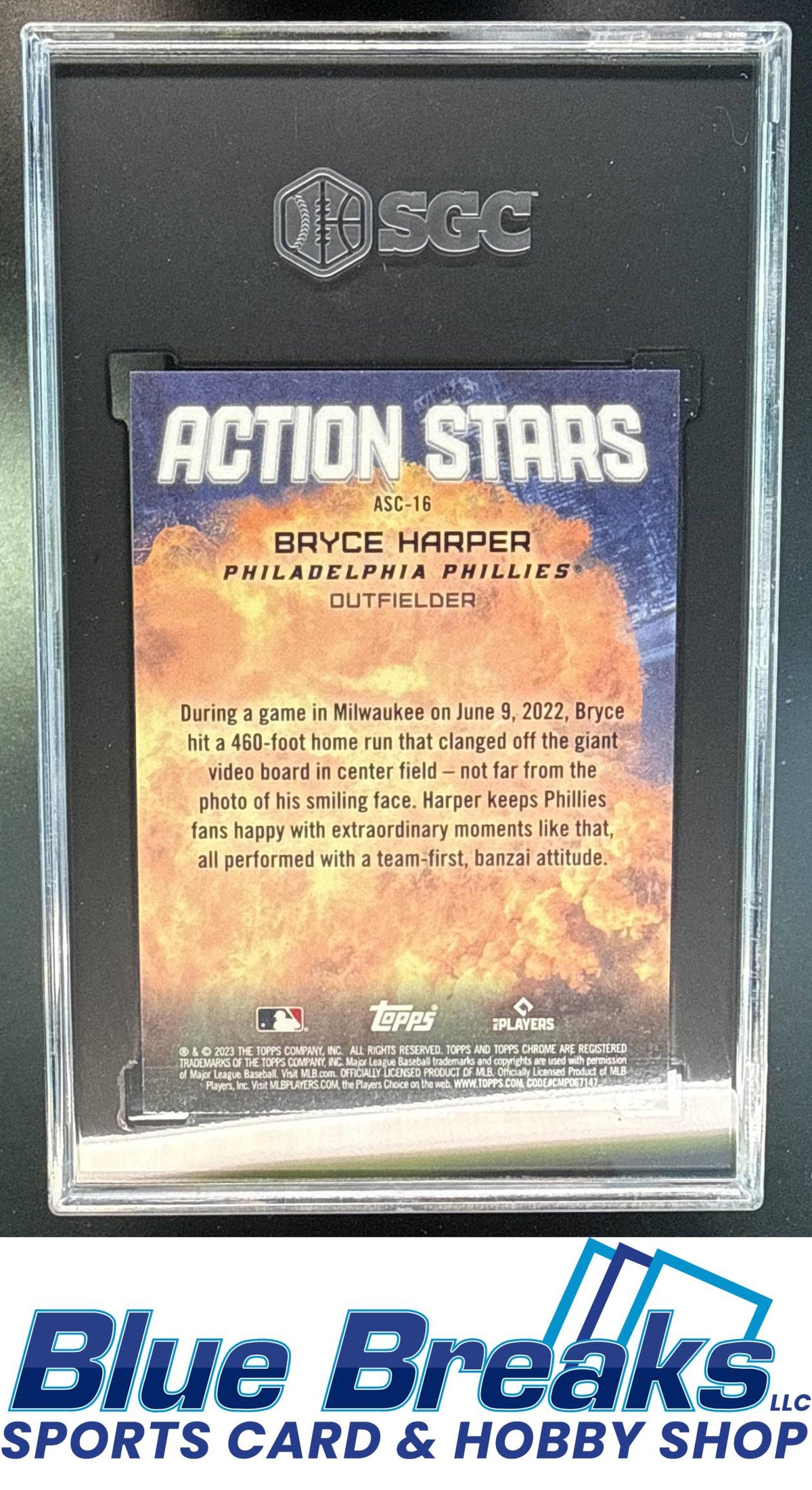 2023 Topps Chrome Update Bryce Harper #ASC-16 Action Stars SGC 10 Philadelphia Phillies