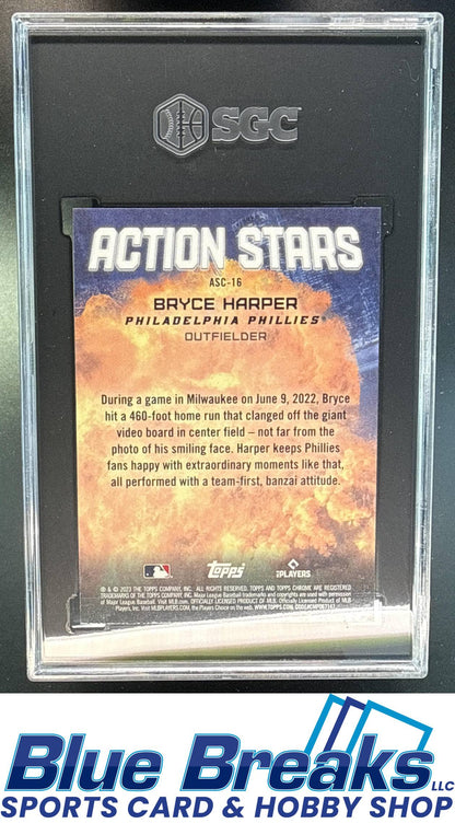 2023 Topps Chrome Update Bryce Harper #ASC-16 Action Stars SGC 10 Philadelphia Phillies