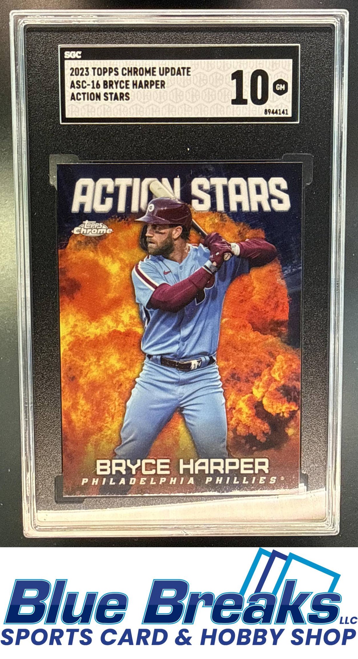 2023 Topps Chrome Update Bryce Harper #ASC-16 Action Stars SGC 10 Philadelphia Phillies