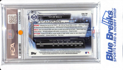 2017 Bowman Draft - Taylor Walls - # CDATW - PSA 10 - Baseball - Tampa Bay Rays - Chrome Autographed Refractor - 140/499