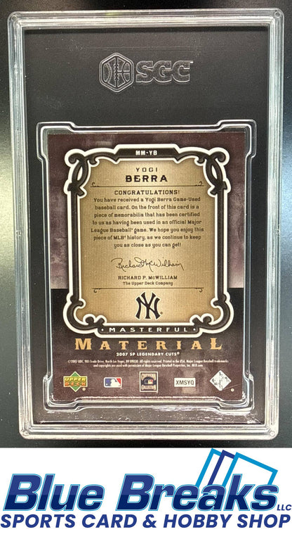 2007 SP Legendary Cuts Yogi Berra #MM-YB Masterful Materials Relic SGC 8.5 New York Yankees