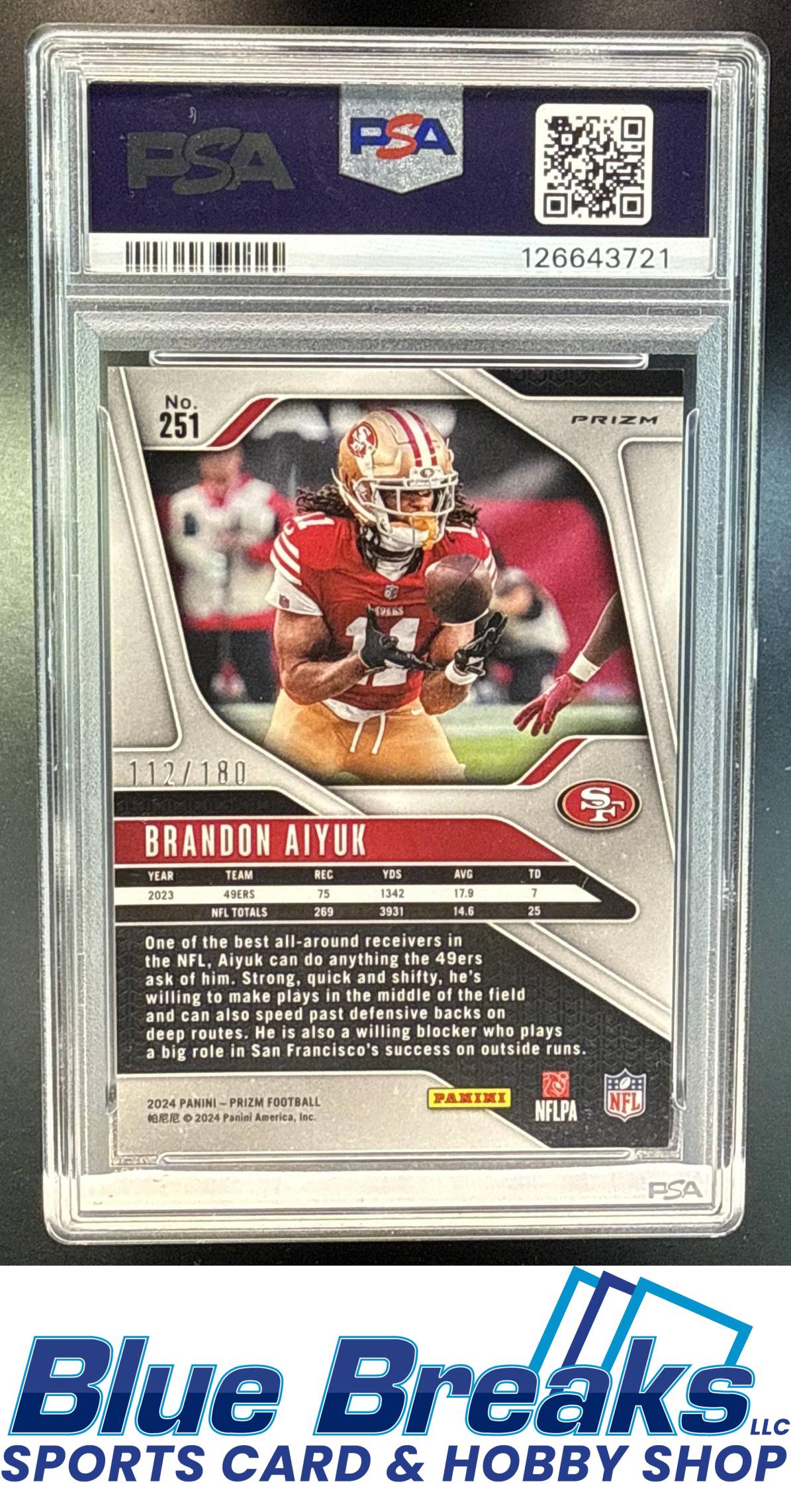 2024 Panini Prizm Hyper Brandon Aiyuk 112/180 #251 PSA 10 San Francisco 49ers