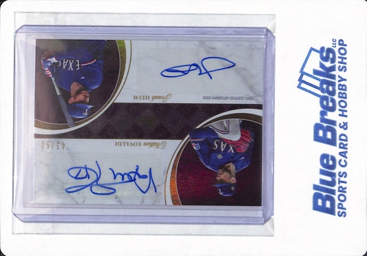 2024 Topps Dynamic Duals - Nathan Eovaldi / Jonah Heim - # 10A - Texas Rangers - Baseball - Autographed - Purple - 43/50