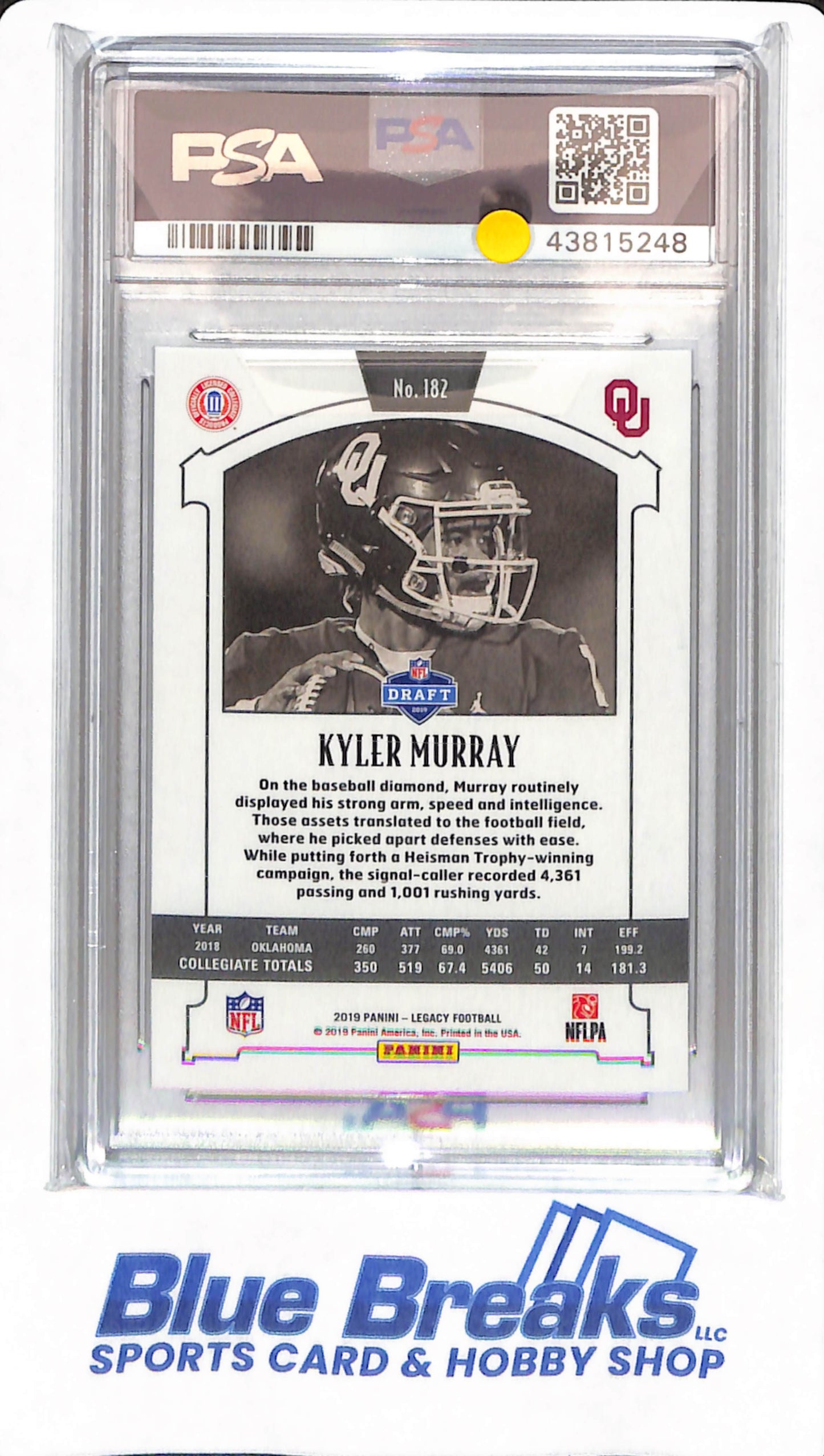 2019 Panini Legacy - Kyler Murray - # 182 - Oklahoma Sooners - Football