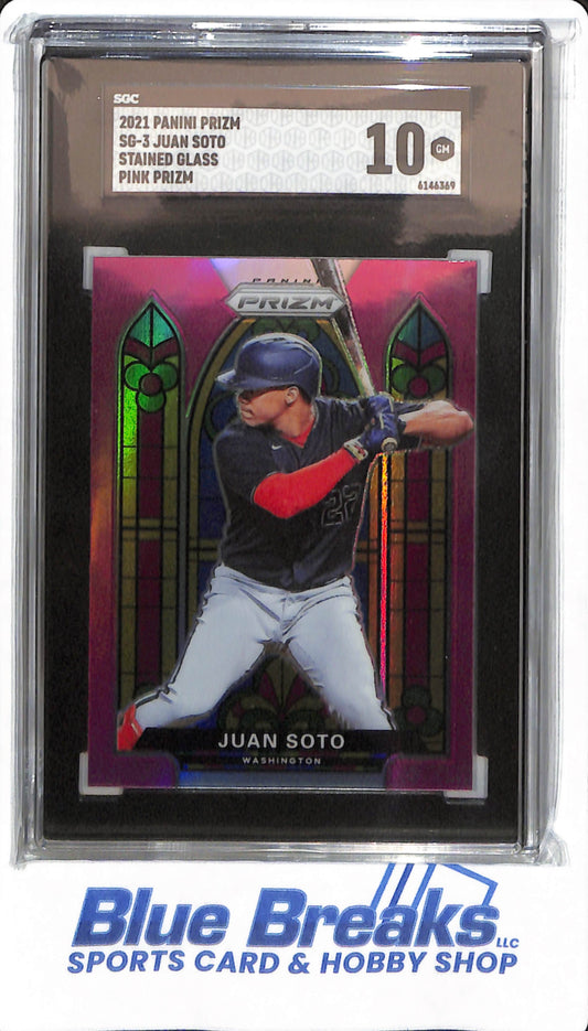 2021 Panini Prizm - Juan Soto - #SG-3 - SGC 10 - Washington Nationals - Baseball - Stained Glass Pink Prizm