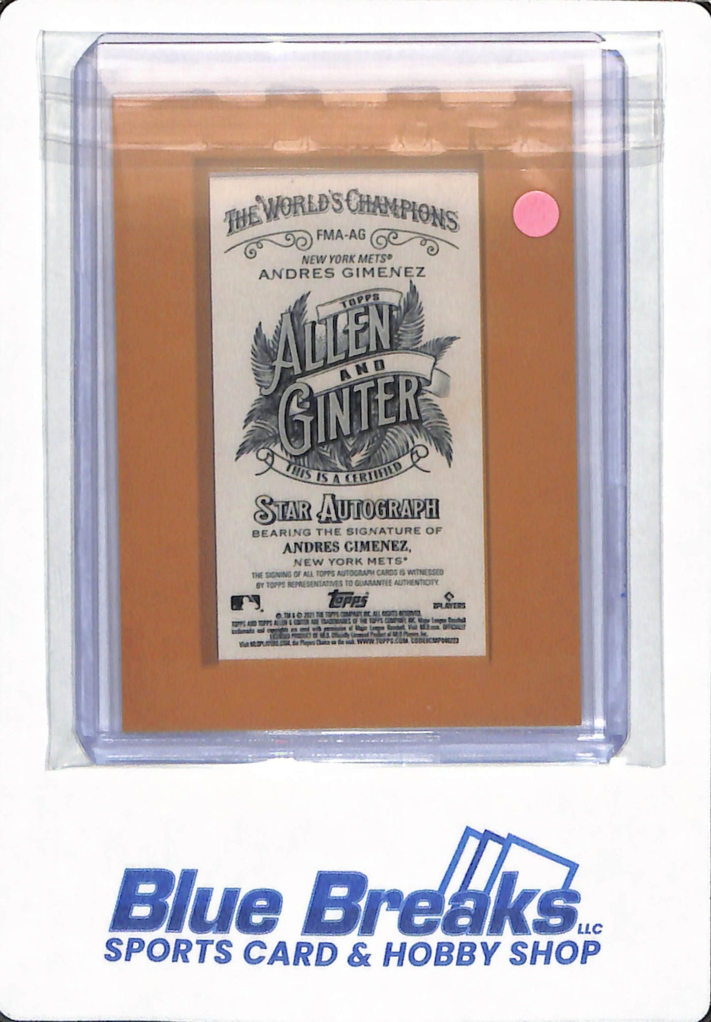 2021 Topps Allen & Ginter - Andres Giminez - #FMA-AG - New York Mets - Mini Autographed - Baseball