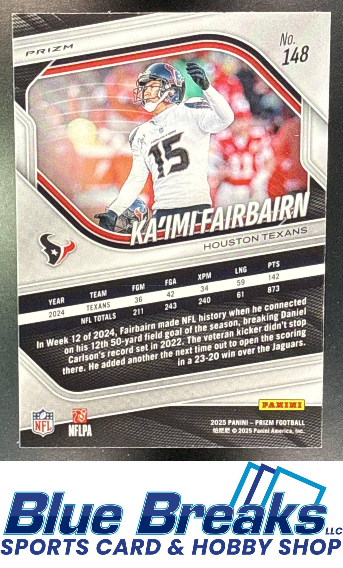 2025 Panini Prizm Snakeskin Ka'imi Fairbairn [RC] #148 Houston Texans