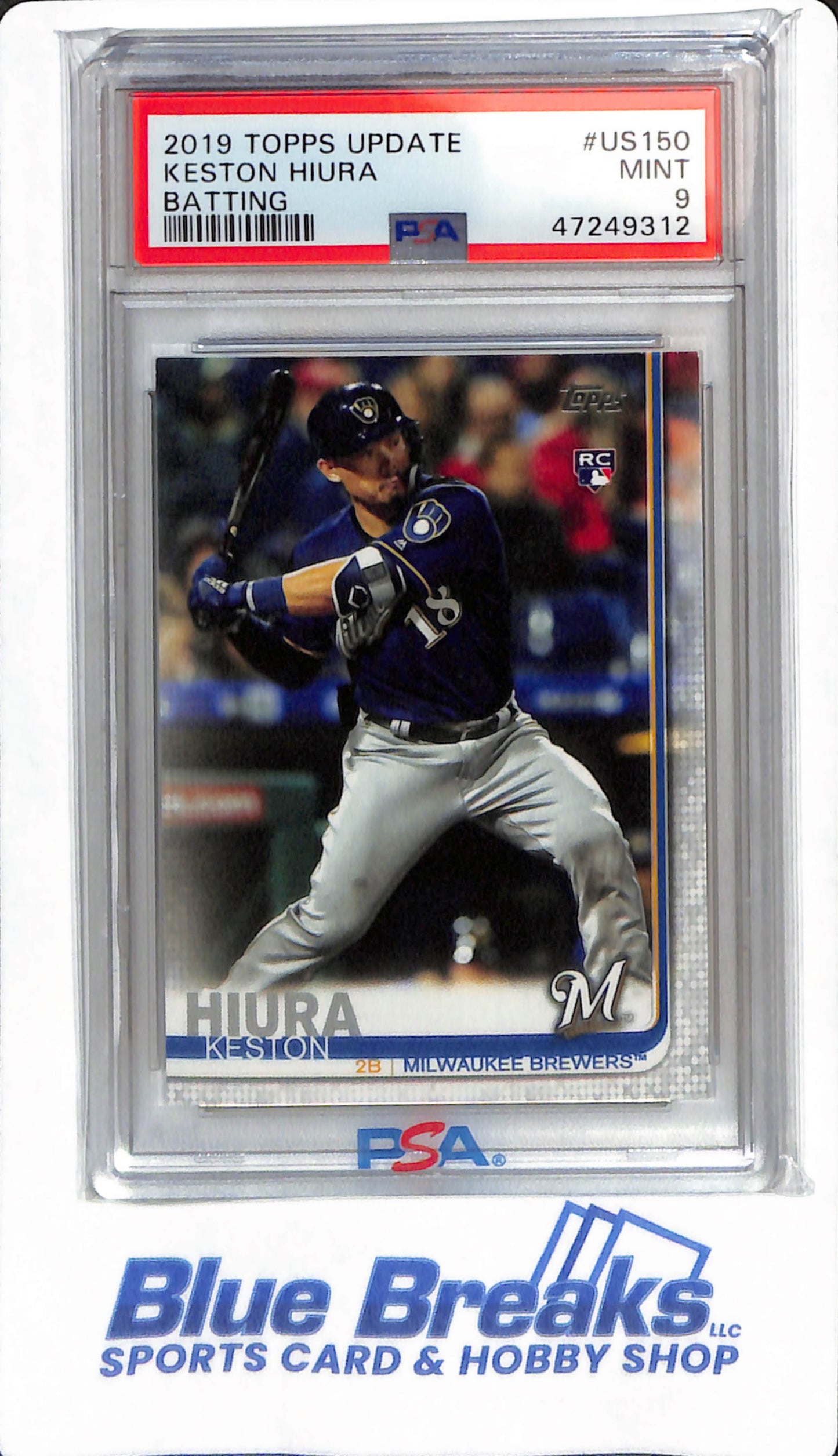 2019 Topps Update - Keston Hiura - #US150 - PSA 9 - Milwaukee Brewers - Baseball