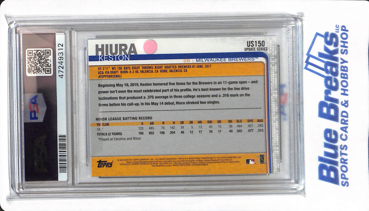 2019 Topps Update - Keston Hiura - #US150 - PSA 9 - Milwaukee Brewers - Baseball