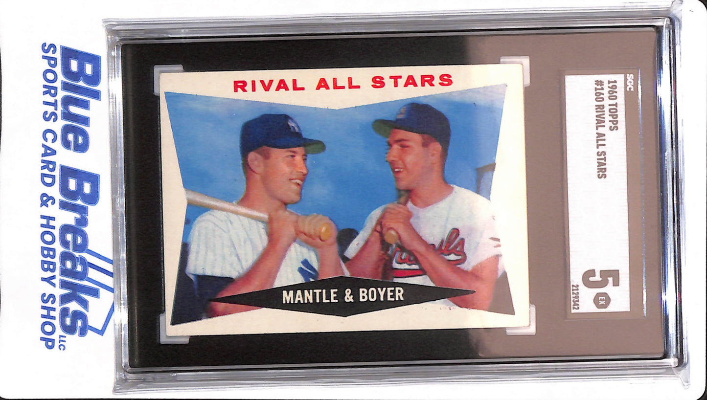 1960 Topps - Rival All Stars - Mantle & Boyer - #160 - New York Yankees - St Louis Cardinals - Baseball - SGC 5