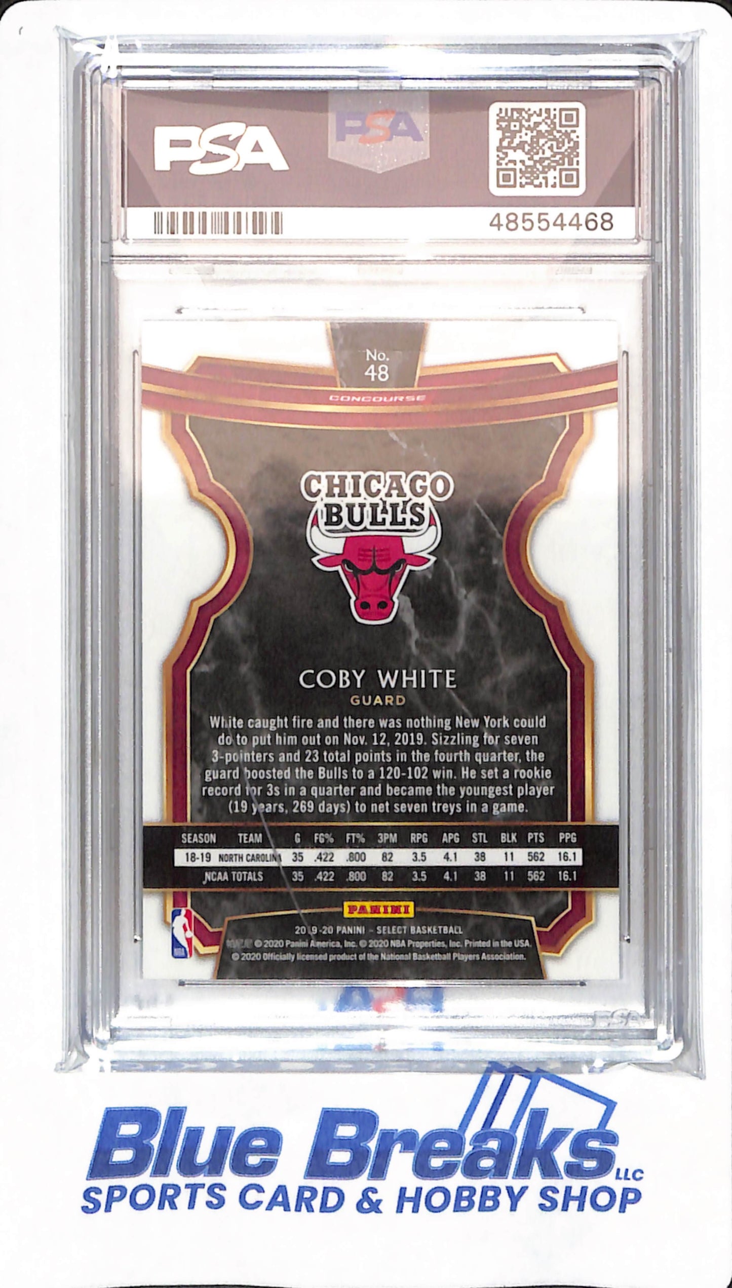 2019 Panini Select - Coby White - # 48 - PSA 10 - Basketball - Chicago Bulls